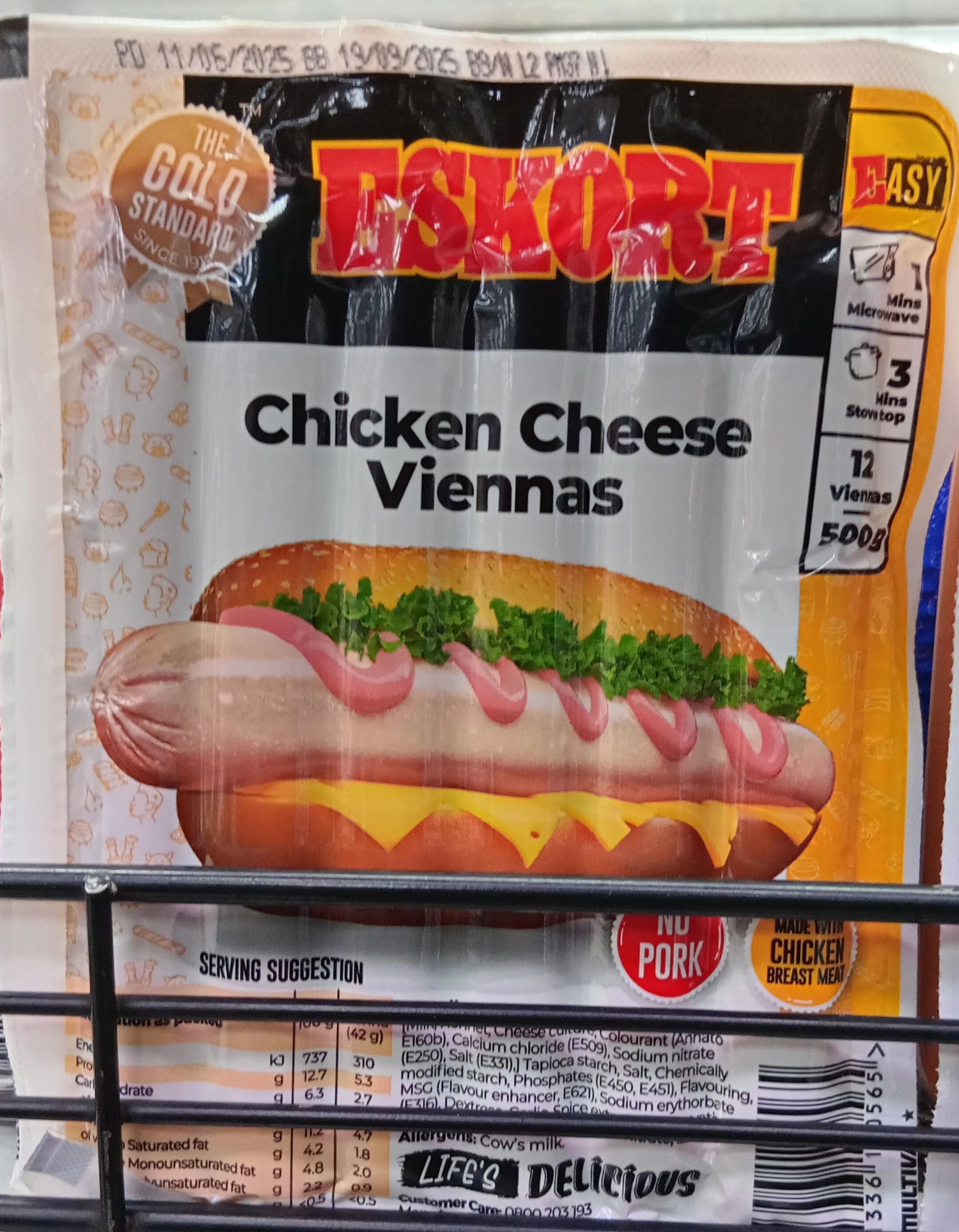Eskort Chicken Cheese Viennas 12'S 500gr_0