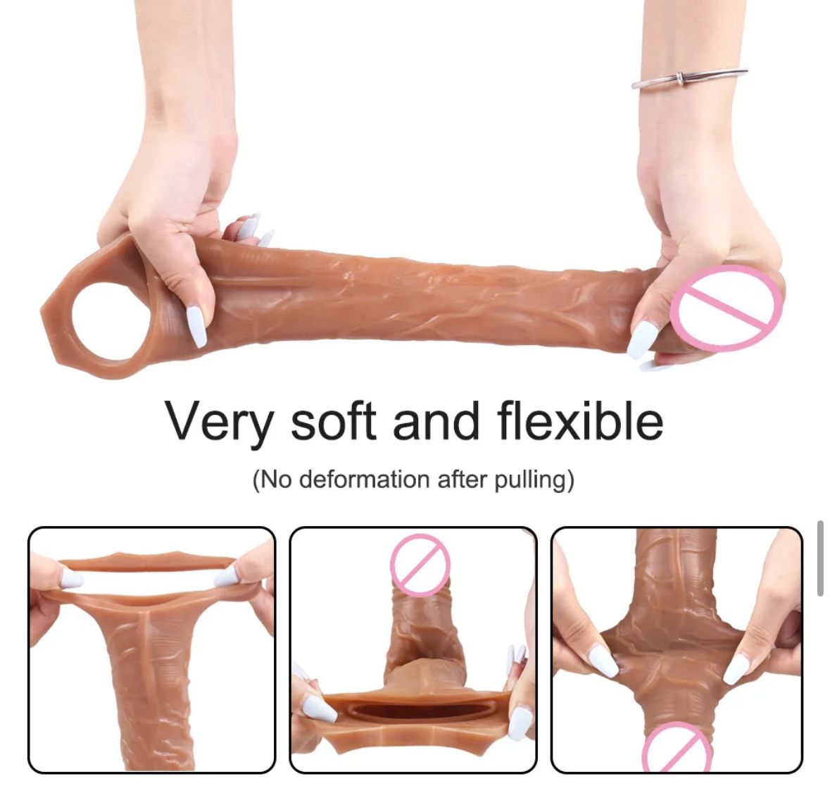 Vibrating 25cm Realistic Dildo Penis Sleeve_3