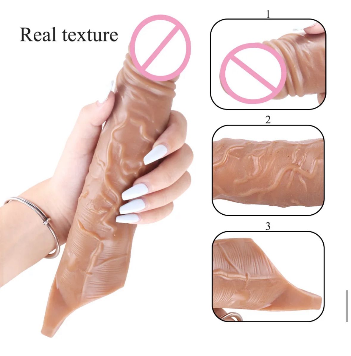 Vibrating 25cm Realistic Dildo Penis Sleeve_4