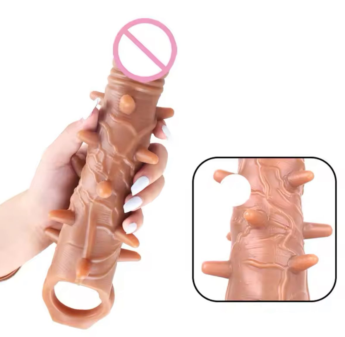 Vibrating 25cm Dotted  Realistic Dildo Penis Sleeve_1