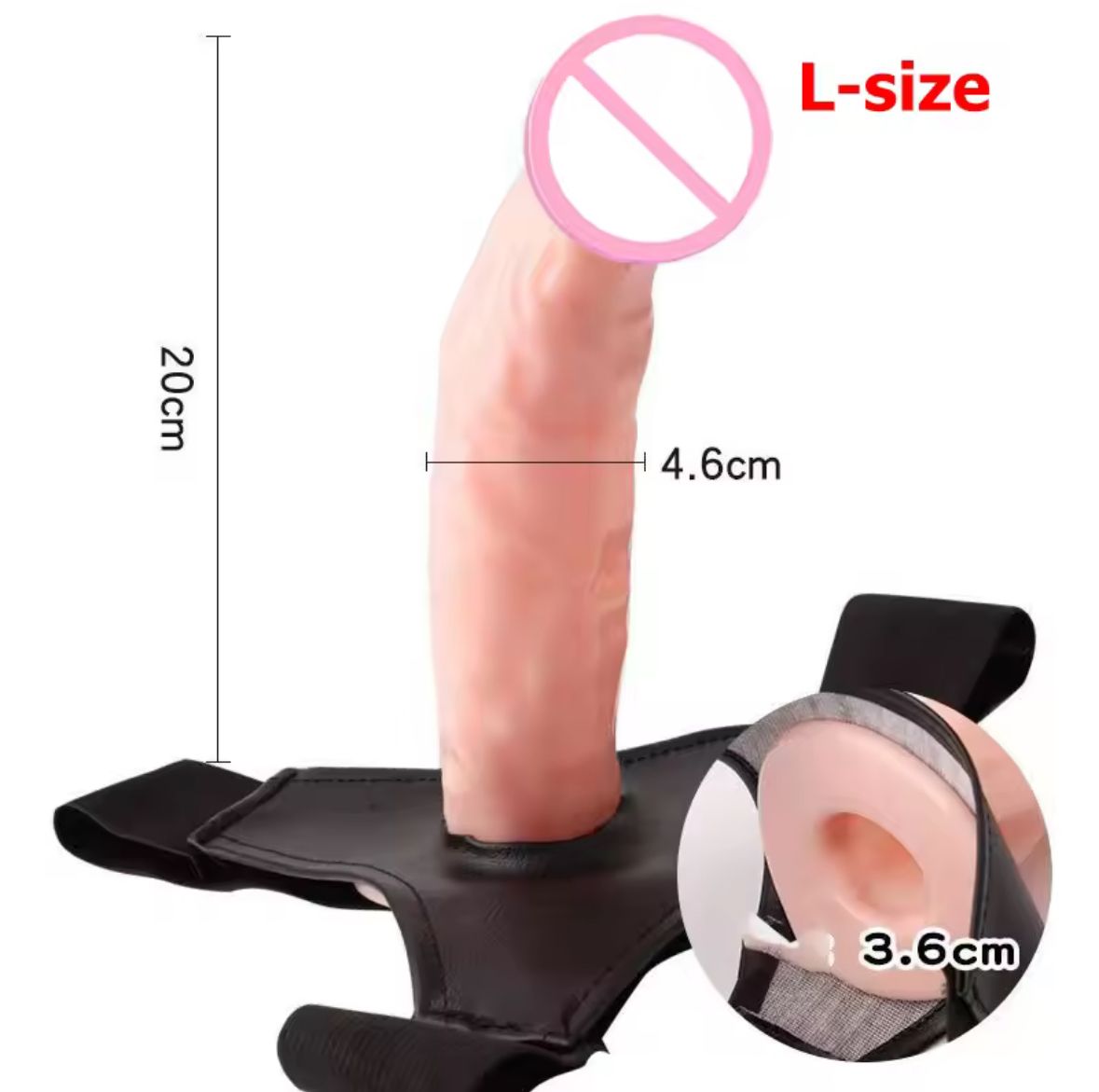 Male Wearable Penis Condom Realistic Hollow Dildo _2