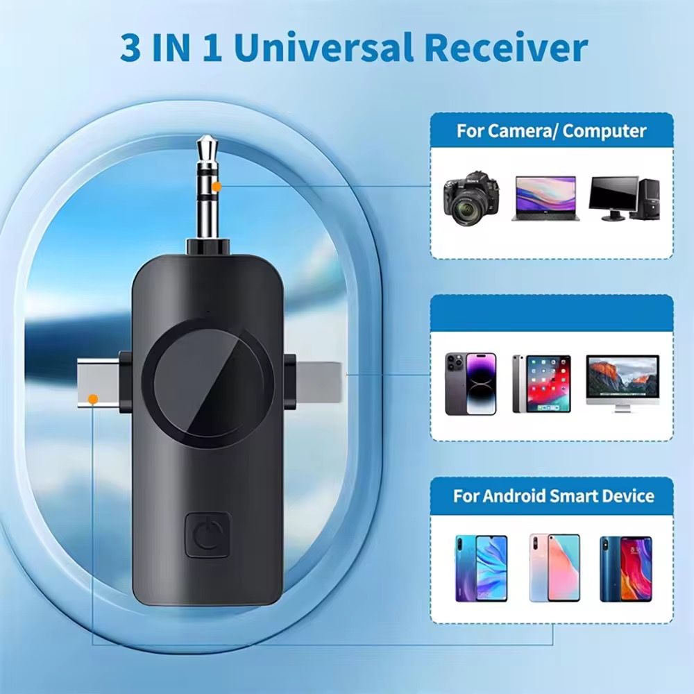 Portable Dual Mini Wireless Microphone 3 in 1 USB C MIC Noise Canceling Tiny Lavalier Microphone for Video Recording TikTok_3