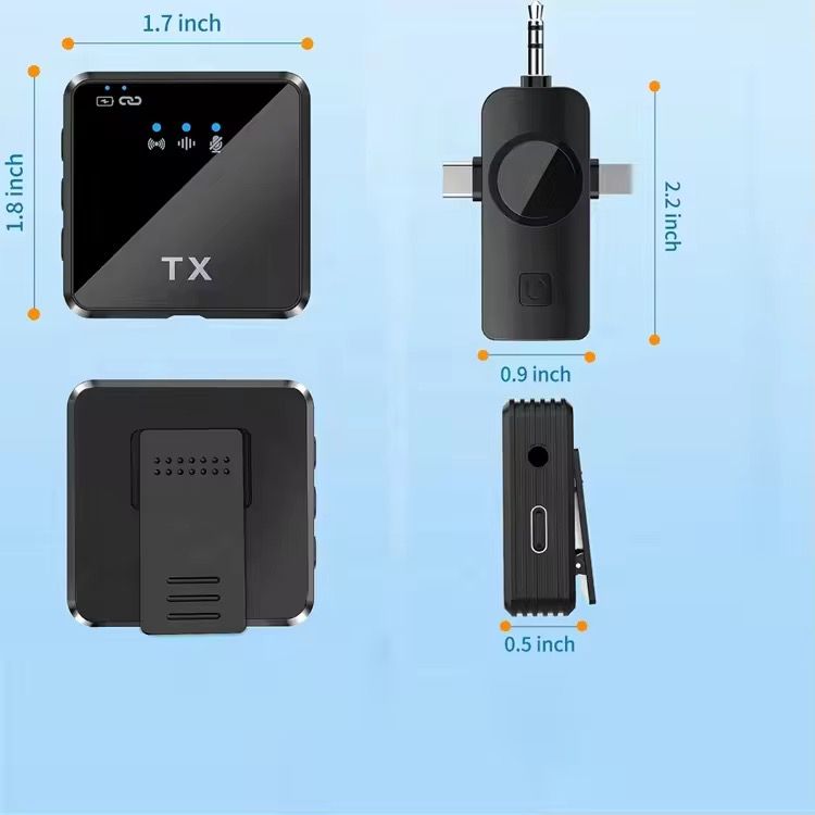 Portable Dual Mini Wireless Microphone 3 in 1 USB C MIC Noise Canceling Tiny Lavalier Microphone for Video Recording TikTok_4