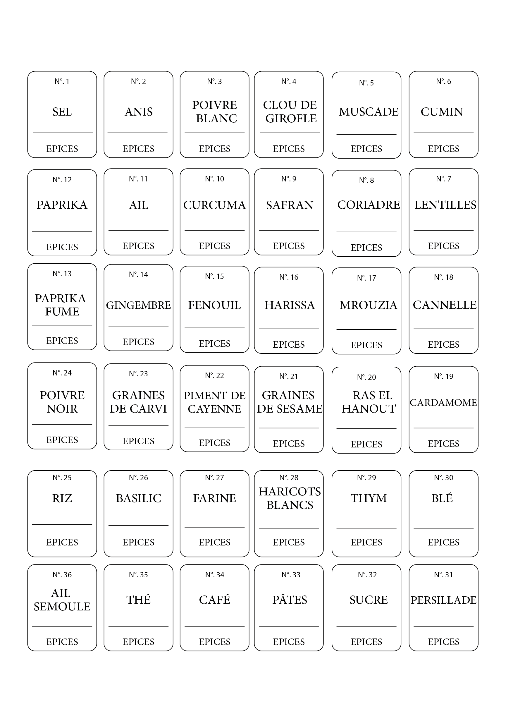 Lot de 34 Étiquettes pour Pots à Épices _0