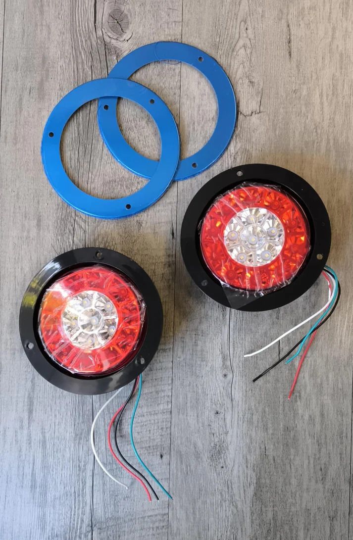 2Pcs 24v Round Truck/Trailer 16LED Rear Tail Stop Light RED + White (10007607)_2