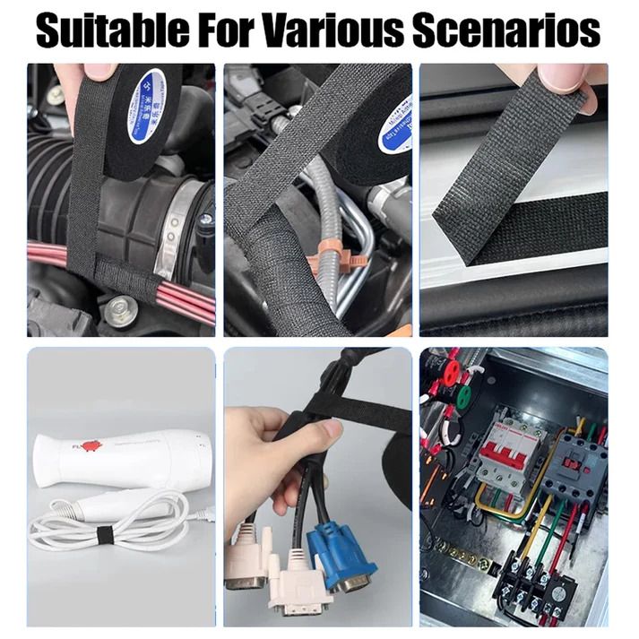 1Pc Electrical Tape Heat Resistant Harness Tape Adhesive Cloth Tape Waterproof Tape Insulating Automotive Fabric Cloth Tape (10007612)_2
