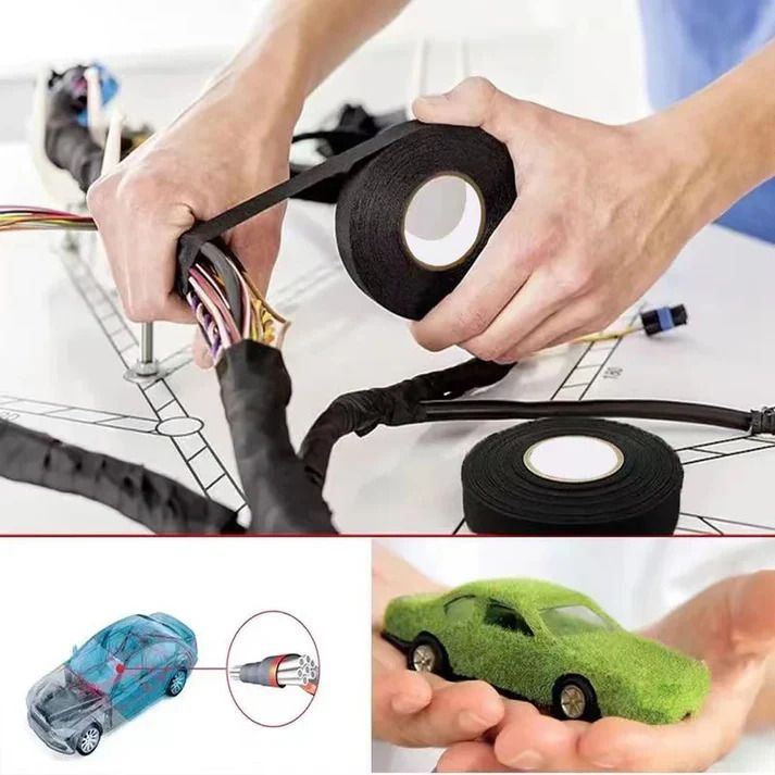 1Pc Electrical Tape Heat Resistant Harness Tape Adhesive Cloth Tape Waterproof Tape Insulating Automotive Fabric Cloth Tape (10007612)_4