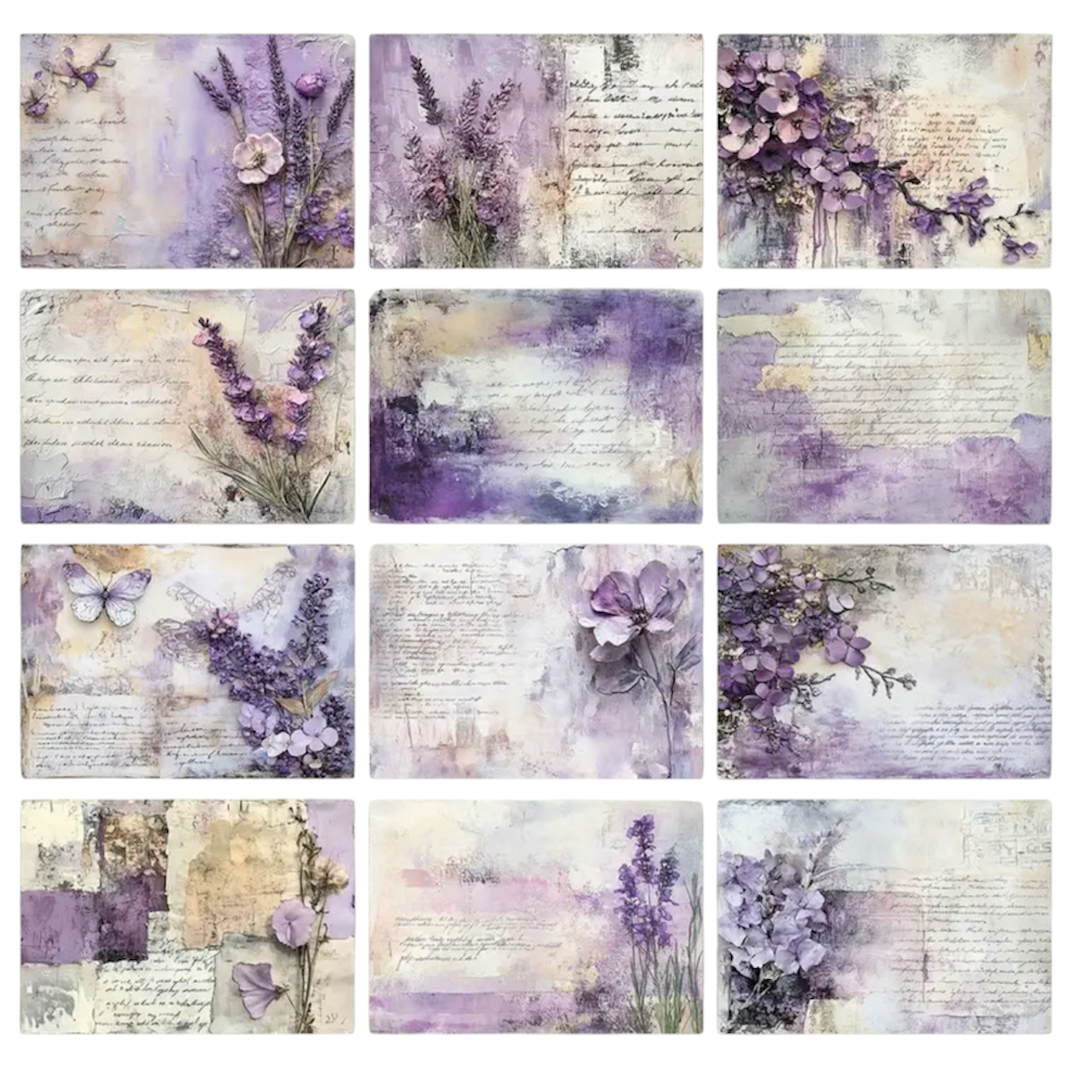 A5 Watercolour Lavender Scrapbook Paper Sheets - Pack of 12_0