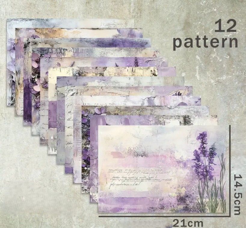 A5 Watercolour Lavender Scrapbook Paper Sheets - Pack of 12_1
