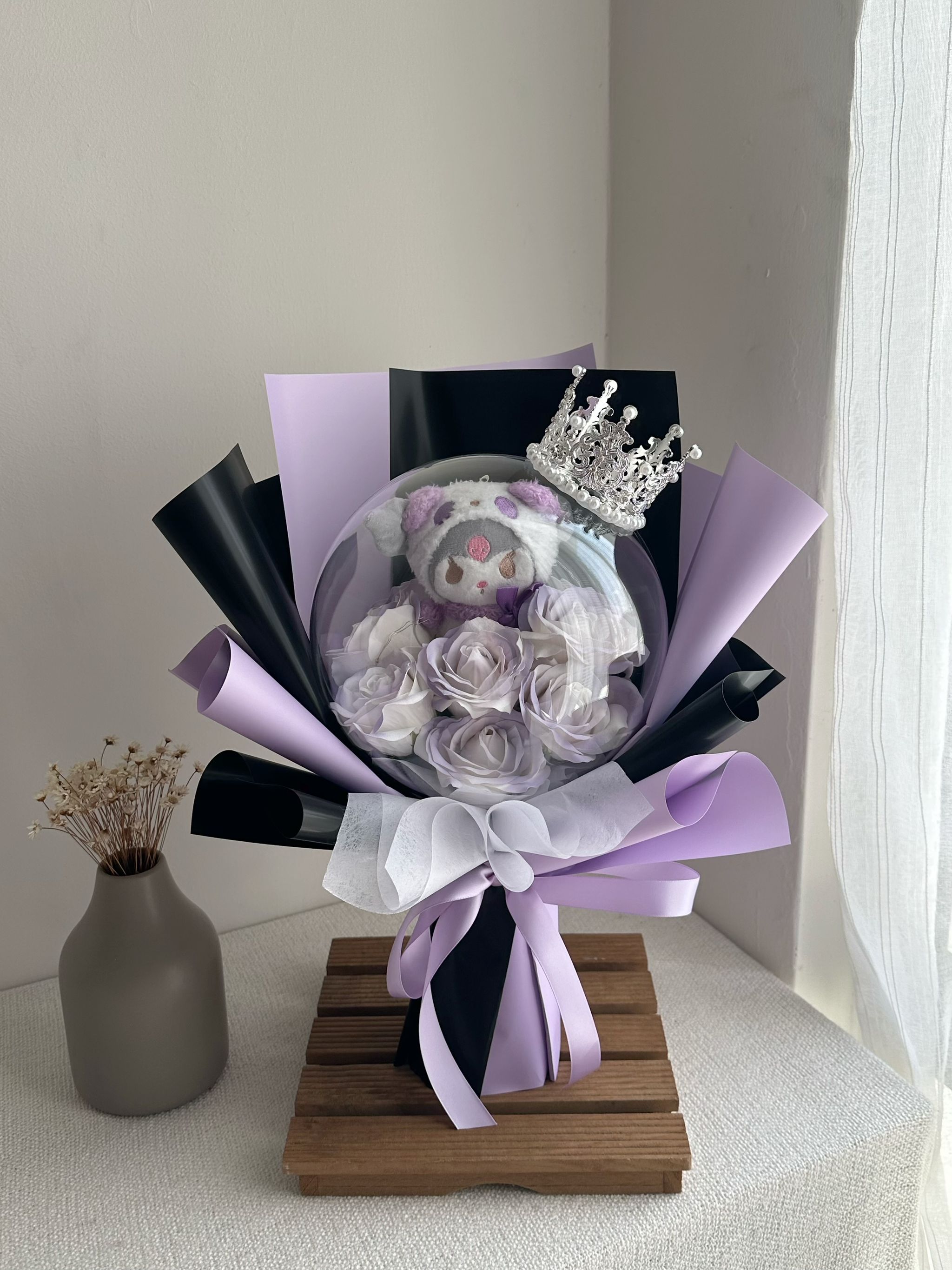 Kuromi Acrylic Ball Soap Rose Bouquet _0