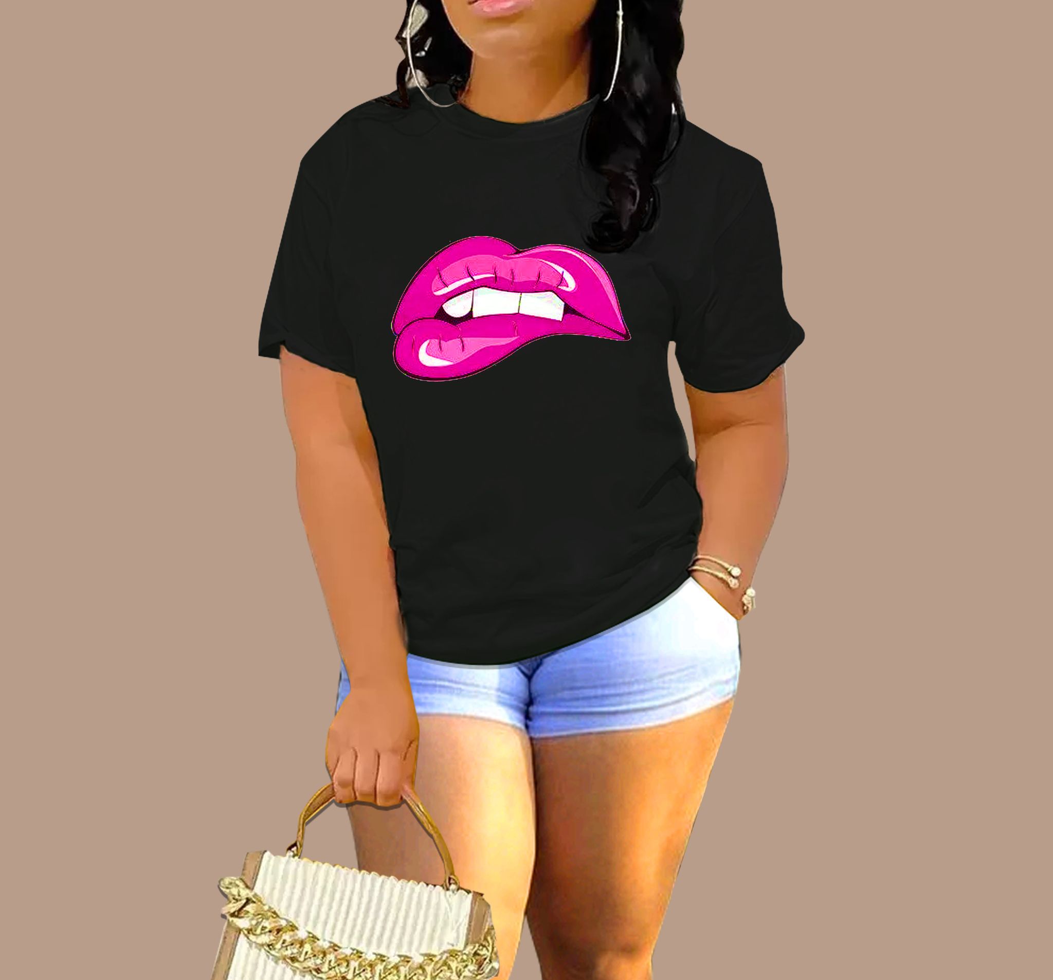💋 Sexy Pink Lips T-Shirt – Bold Vibes in Royal Blue & Other colors_1