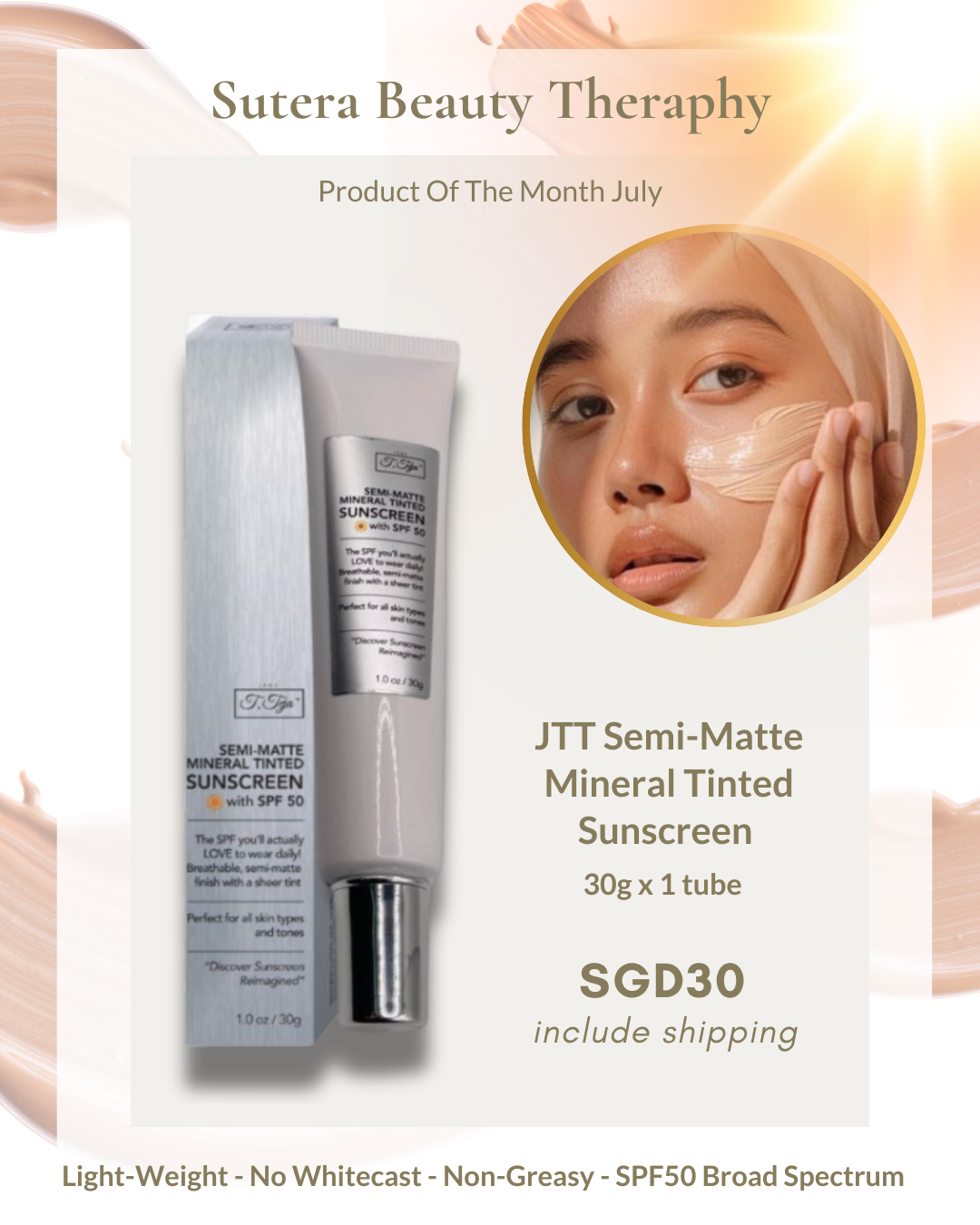 1 JTT Semi-Matte Mineral Sunscreen, 30g (POTM July)_0