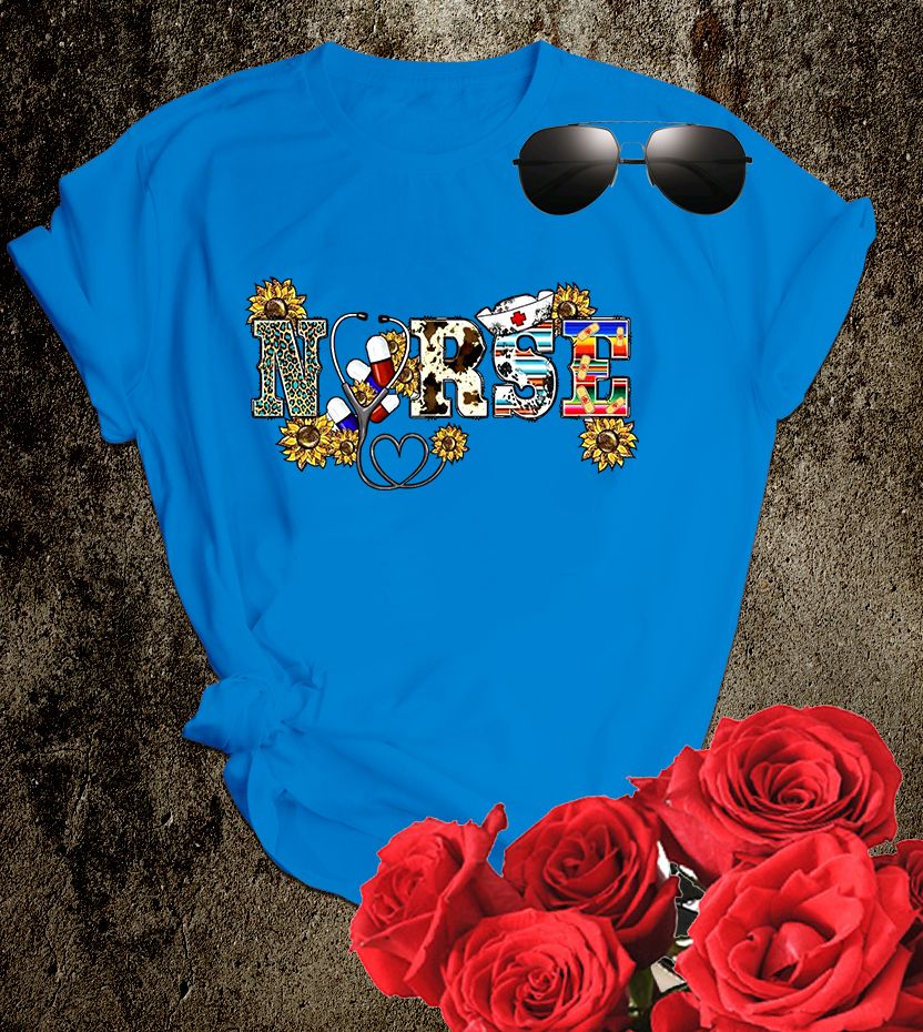 📝 Sunshine & Scrubs – Floral Graphic “NURSE” T-Shirt for Bright-Hearted Caregivers_8