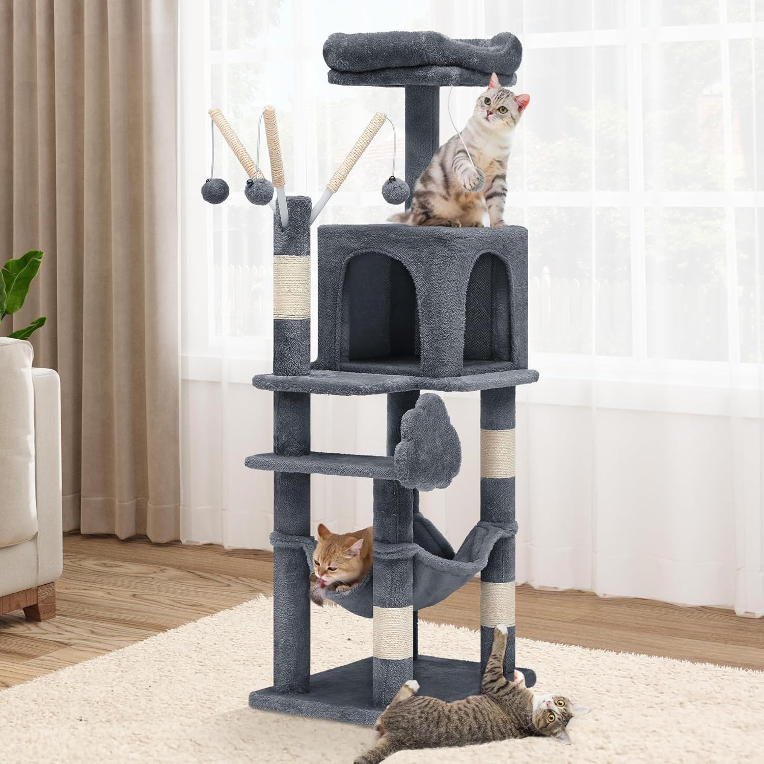 TORRE CENTRO DE ACTIVIDADES YITAHOME PARA GATOS DE 44"ARBOL DE VARIOS NIVELES_0