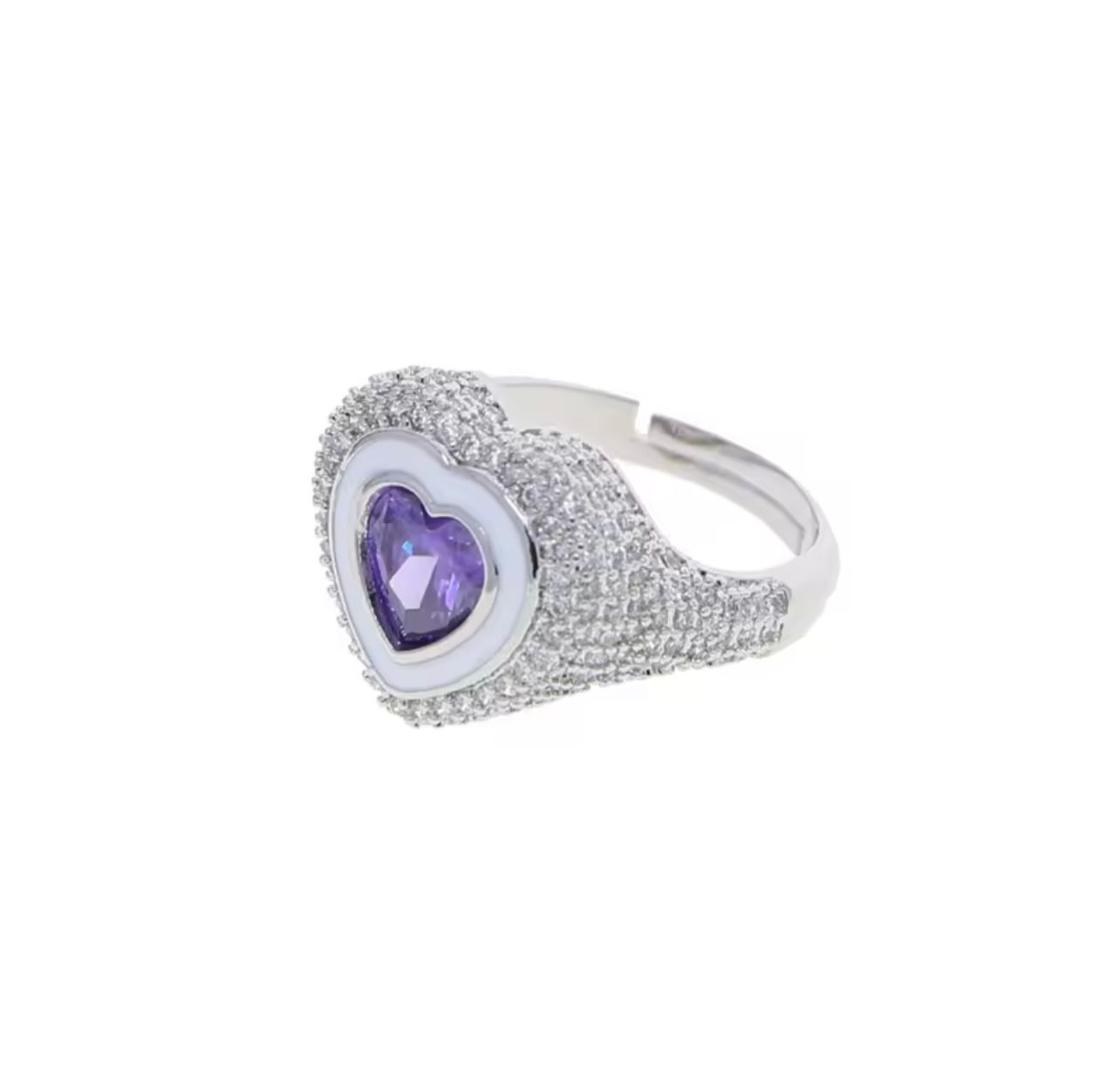 Purple chunky heart ring _0
