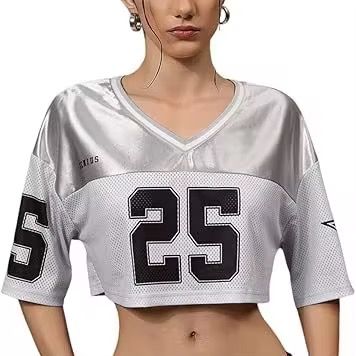 Best Price Sublimated Custom Logo Over Size Crop Jersey for Women Custom Mesh American Football Jersey American Football Uniform_2