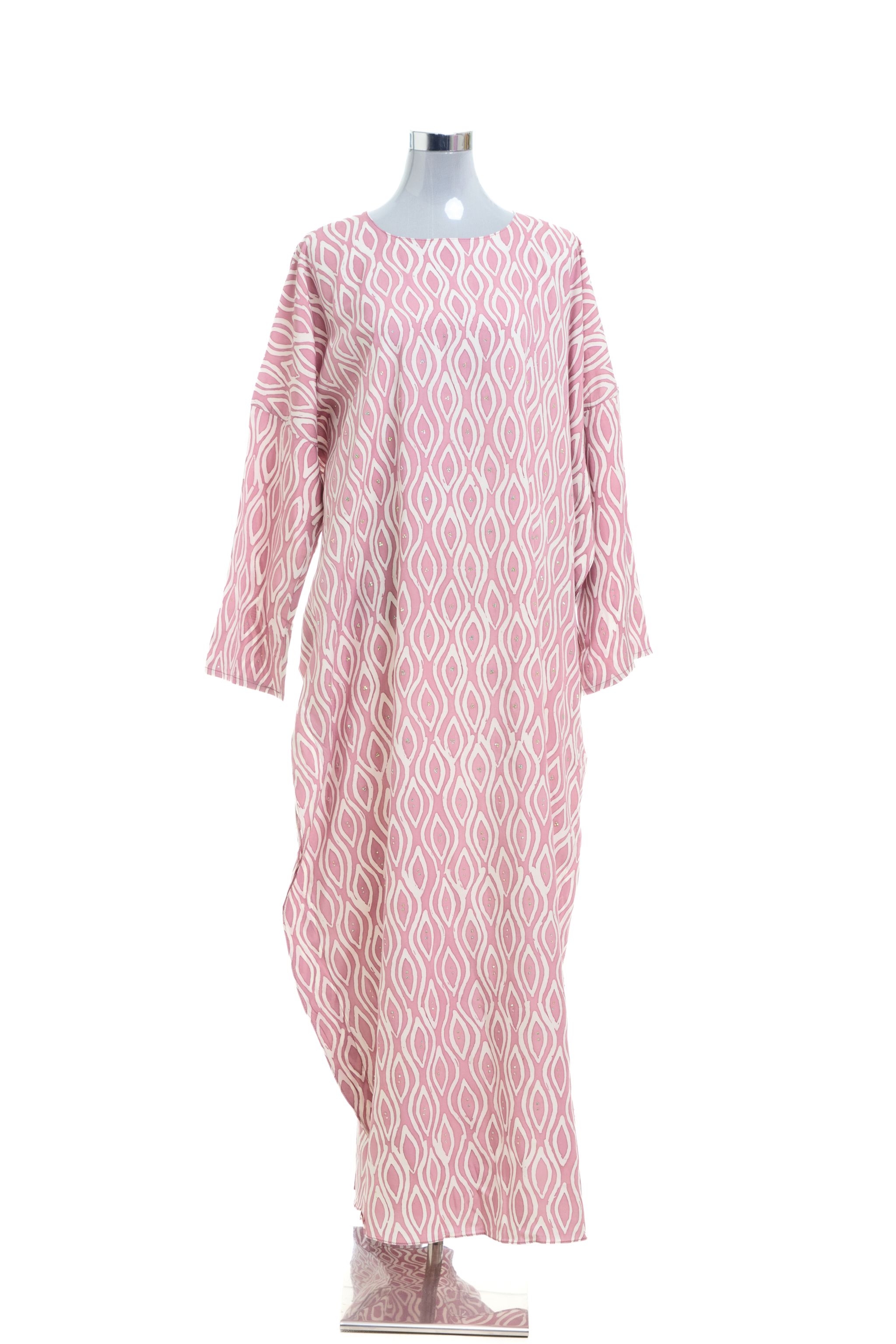 KAFTAN ABAYA DAUN WITH DIAMANTE CRYSTAL LONG SLEEVE  : PURPLE BELACAN_1