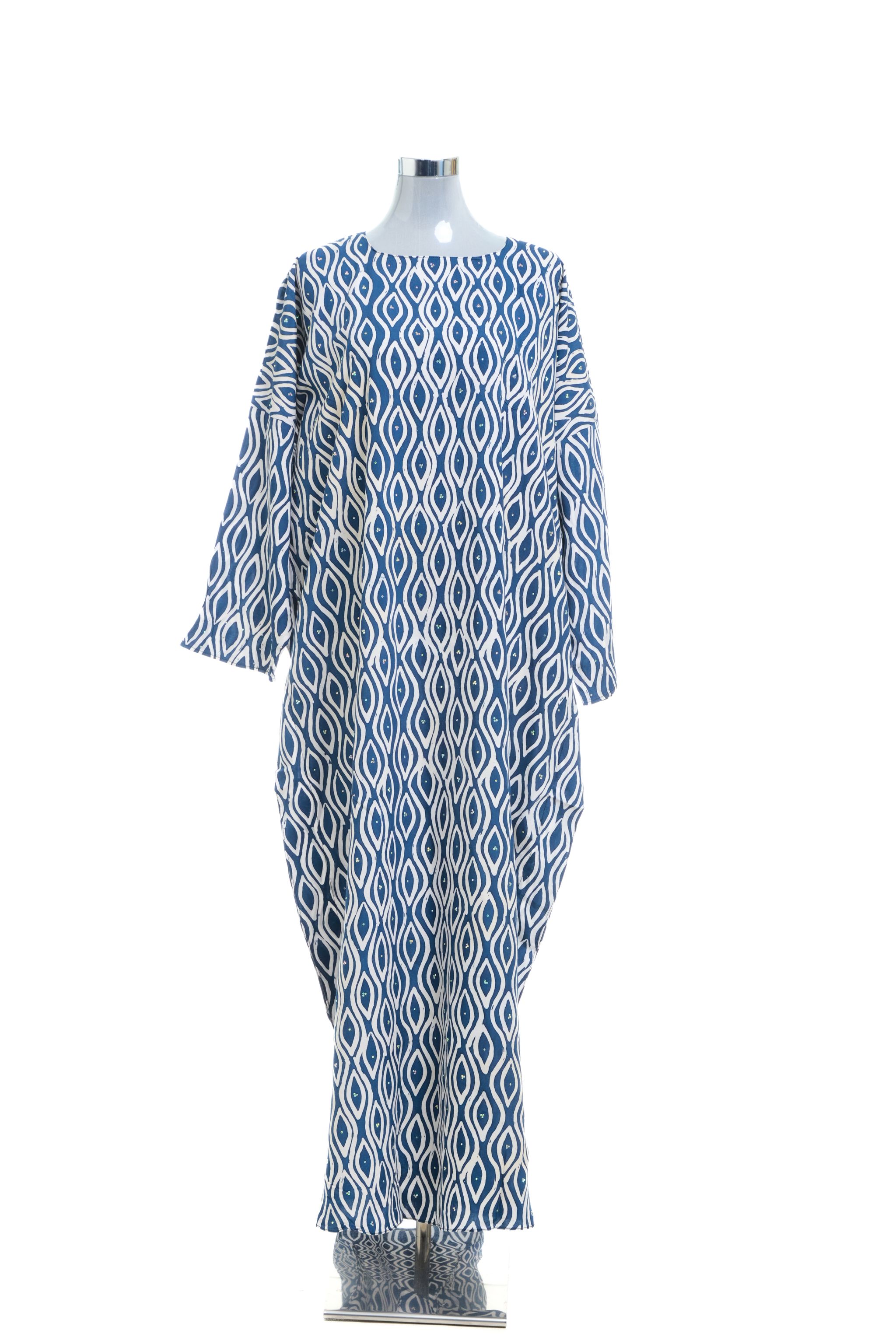 KAFTAN ABAYA DAUN WITH DIAMANTE CRYSTAL LONG SLEEVE  : ROYAL BLUE_1