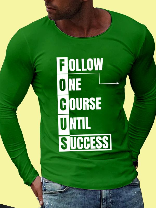 🏁 FOCUS: Follow One Course Until Success – Motivational Long-Sleeve Tee _3