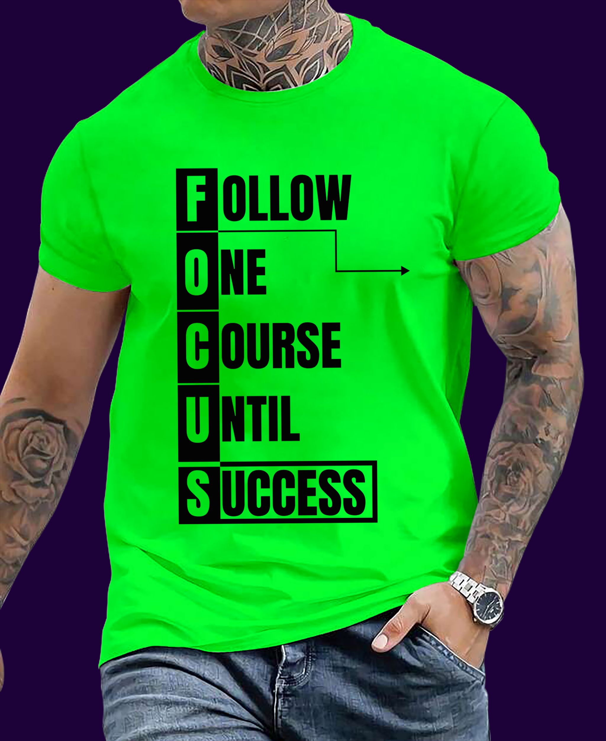 🏁 FOCUS: Follow One Course Until Success – Motivational short-Sleeve Tee _4