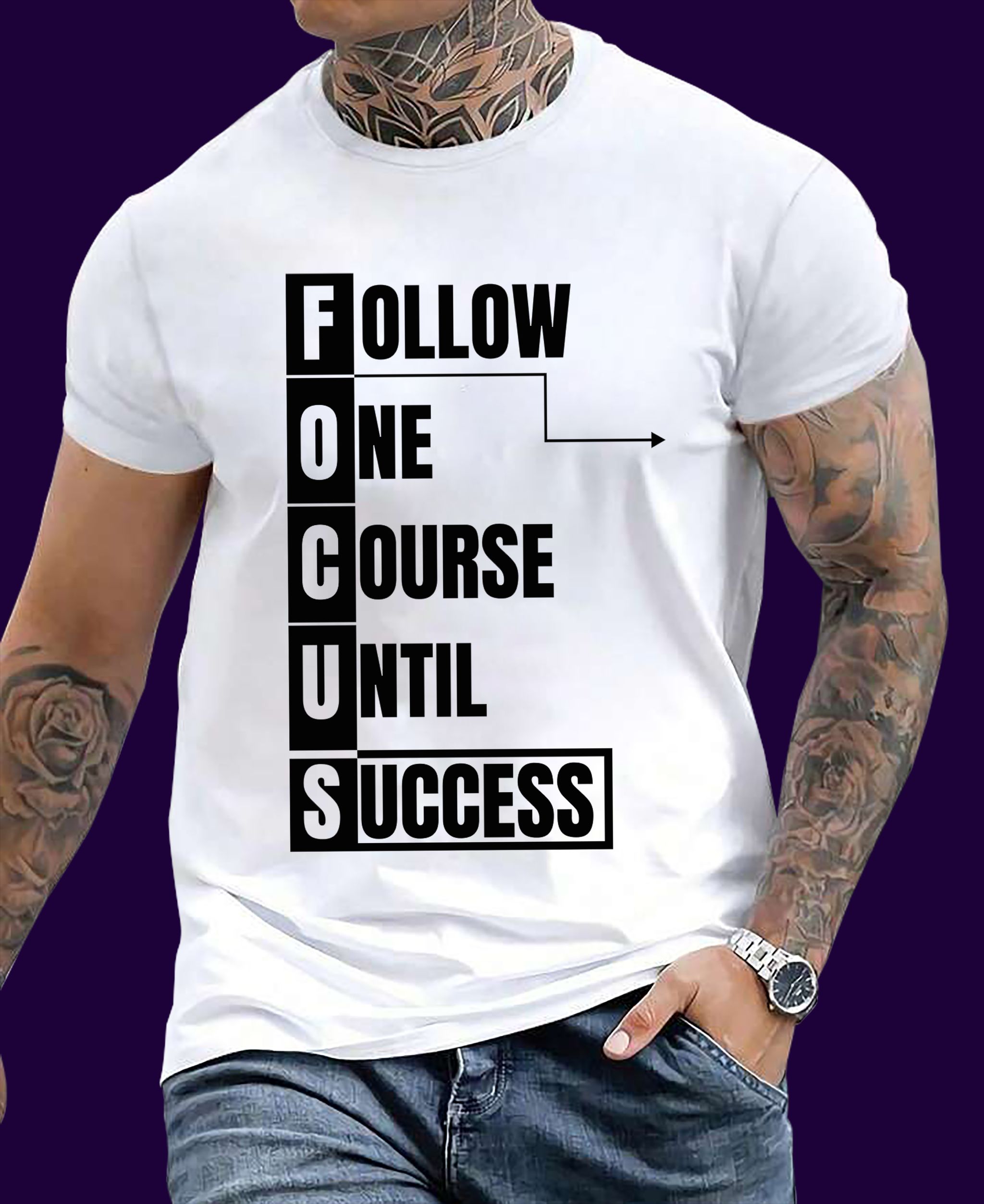 🏁 FOCUS: Follow One Course Until Success – Motivational short-Sleeve Tee _0