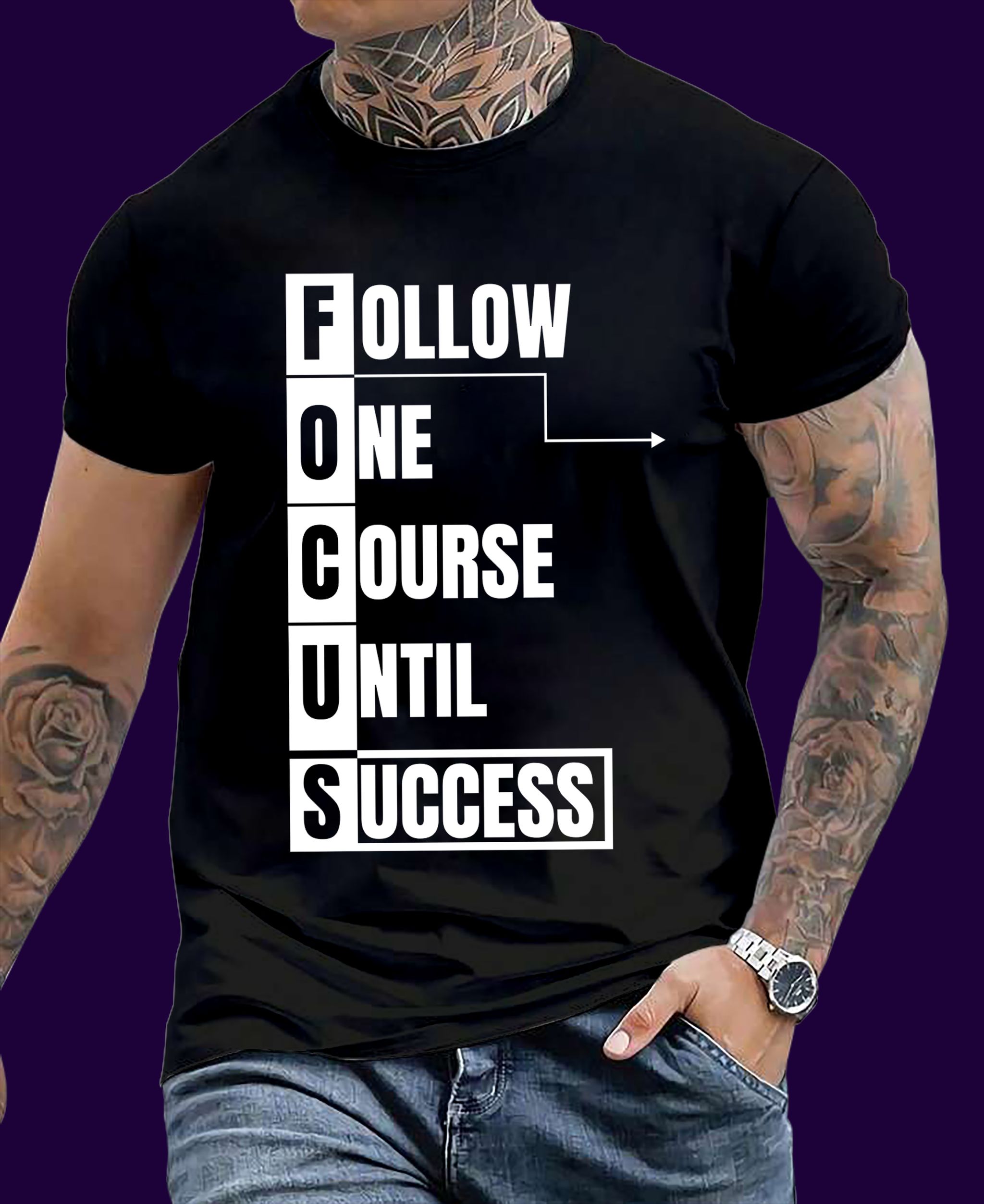 🏁 FOCUS: Follow One Course Until Success – Motivational short-Sleeve Tee _2