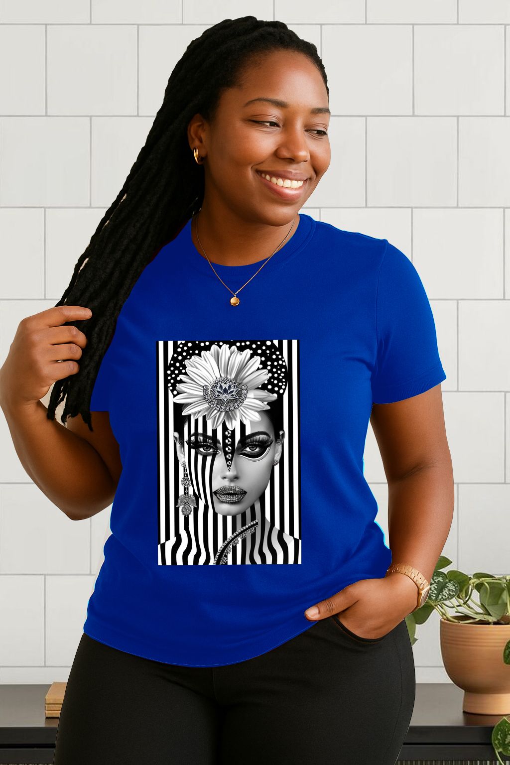 🎨🖤 Abstract Beauty Face Art T-Shirt – Afrocentric Fashion Tee for Women _1