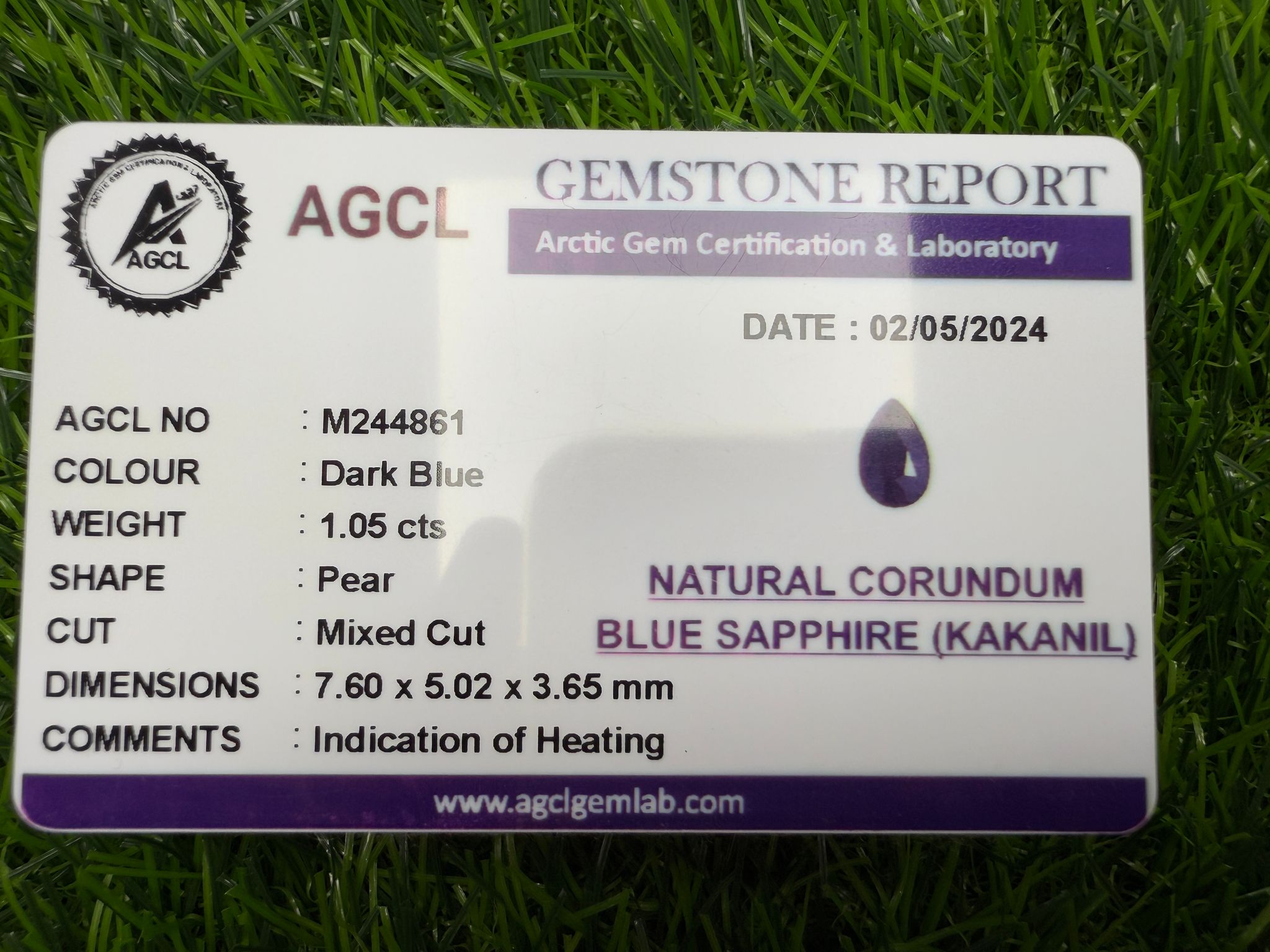 AGCL Certified 1.05ct Natural Ceylon Dark blue sapphire _2