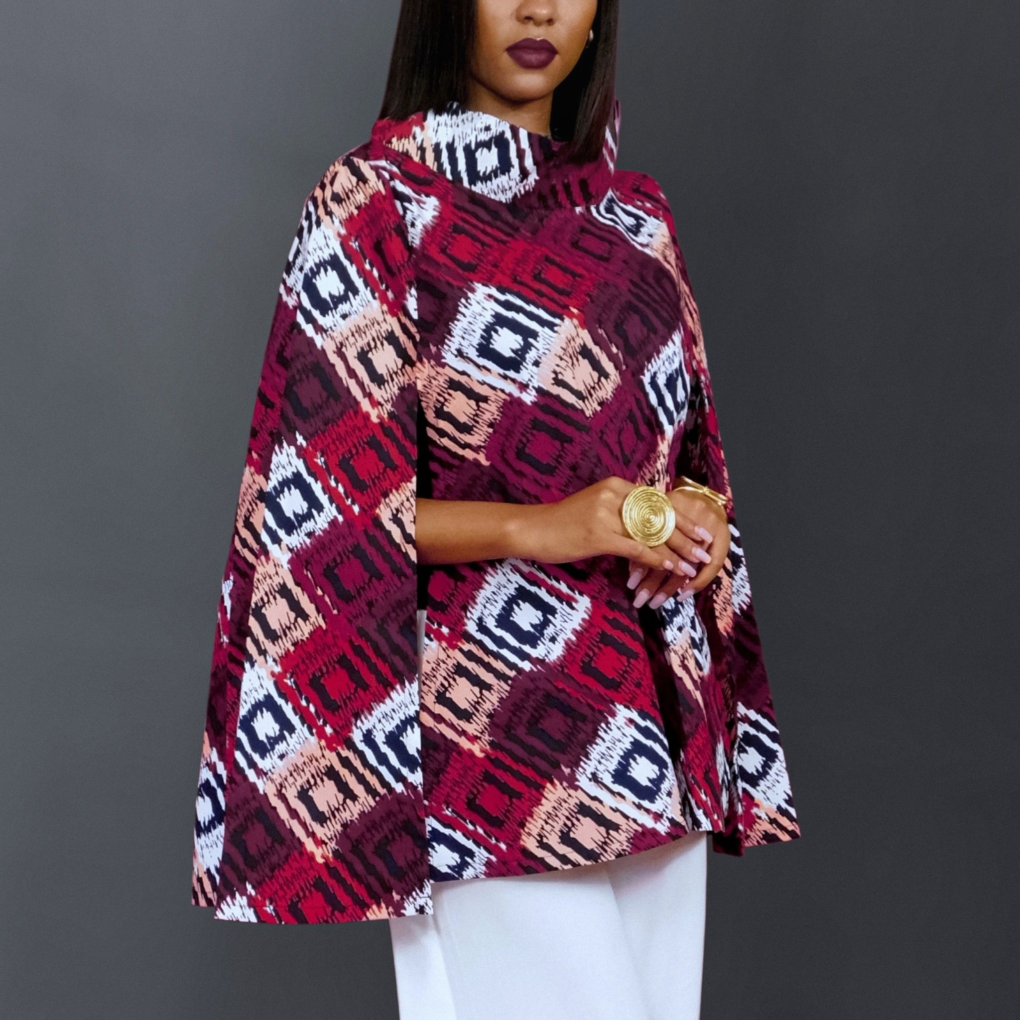 Mwanzo Cape (Lite)  - Burgundy/White_0