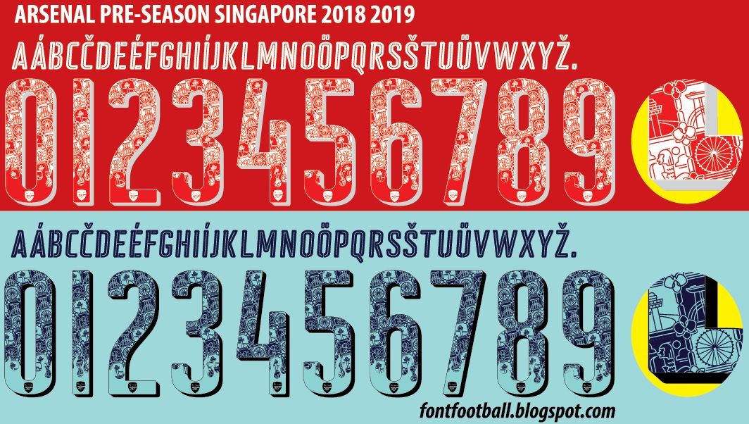 Font Vector Arsenal Pre-Season Singapore 2018 2019 kit_0