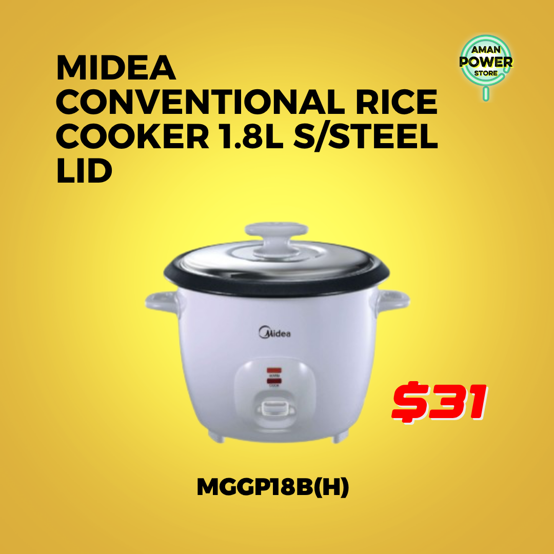 MIDEA CONVENTIONAL RICE COOKER 1.8L S/STEEL LID_0