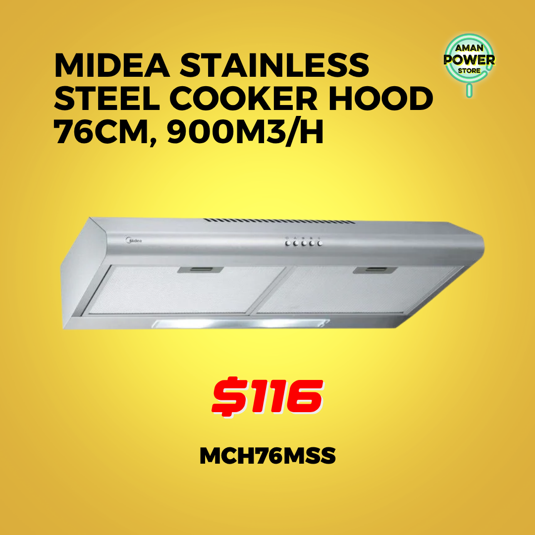 MIDEA STAINLESS STEEL COOKER HOOD 76CM, 900M3/H_0