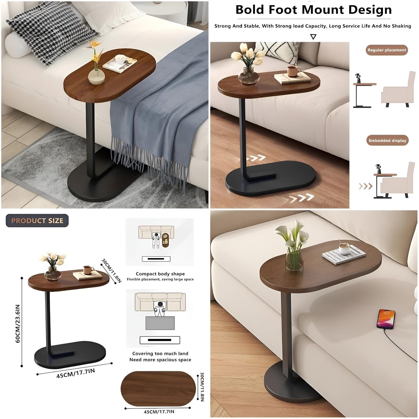 C-Shaped Side Table Brown_0