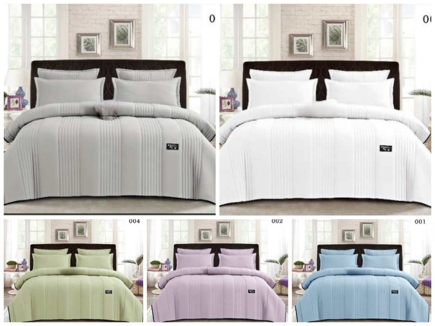5 Piece Plain Striped Bedspread_0