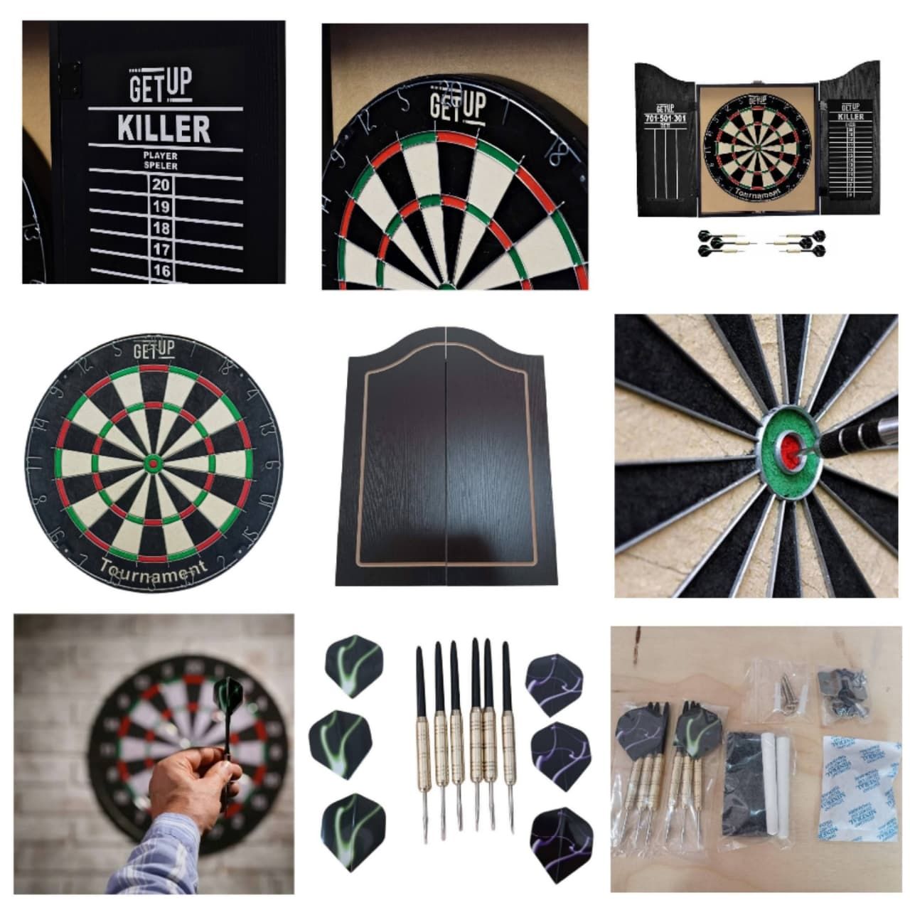 Getup Tournament Dartboard with Cabinet Steel Darts_0