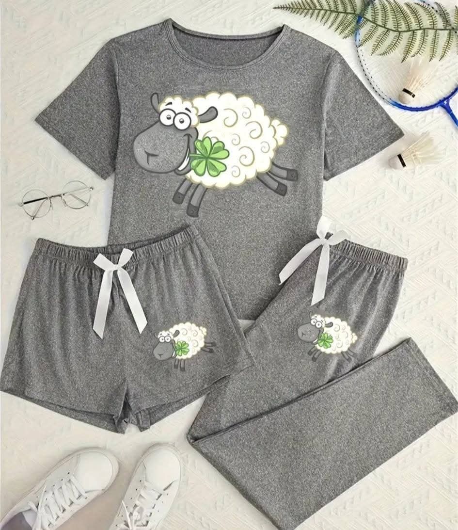 Ladies 3 Piece Pajama Sets_1