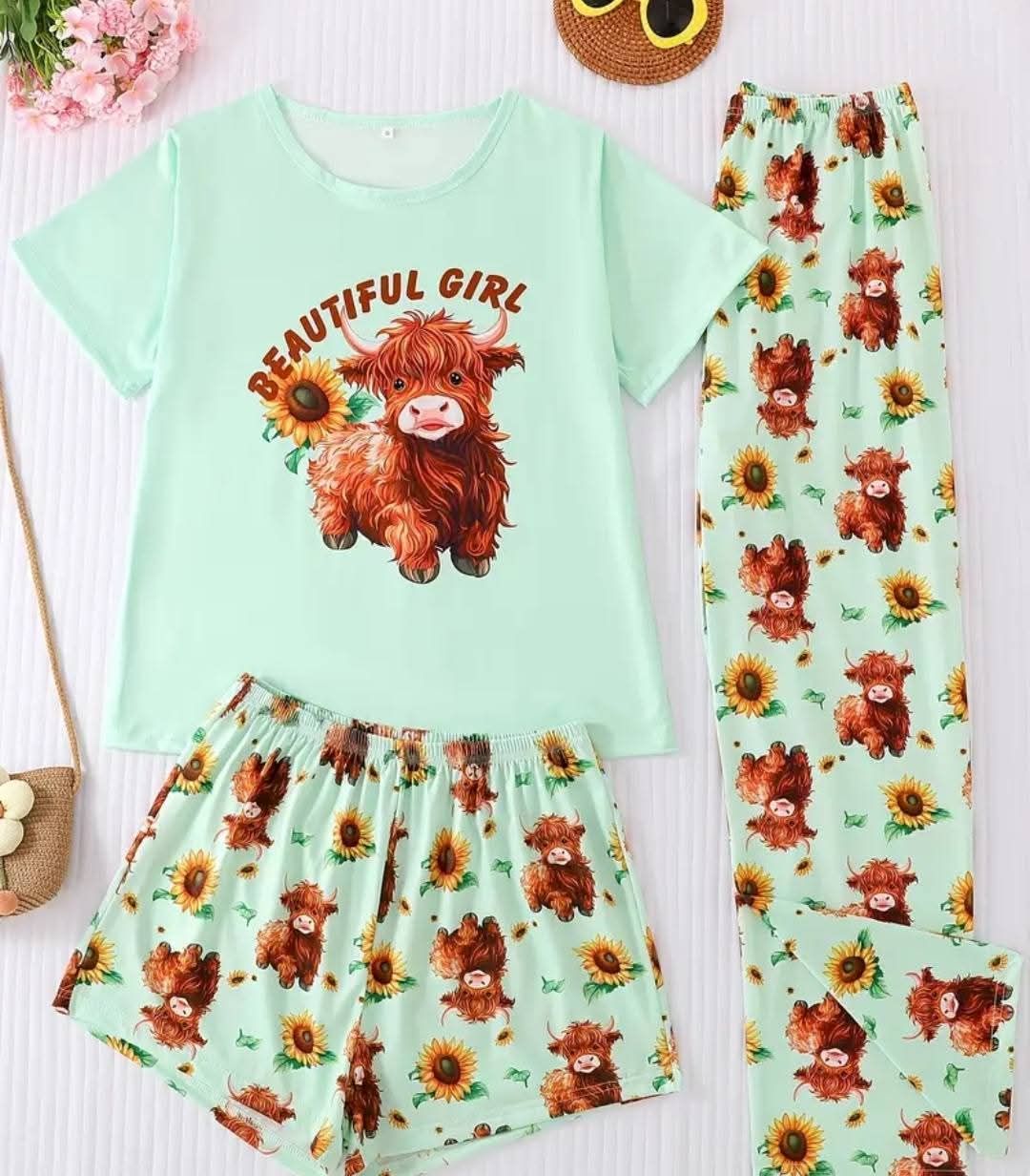 Ladies 3 Piece Pajama Sets_5