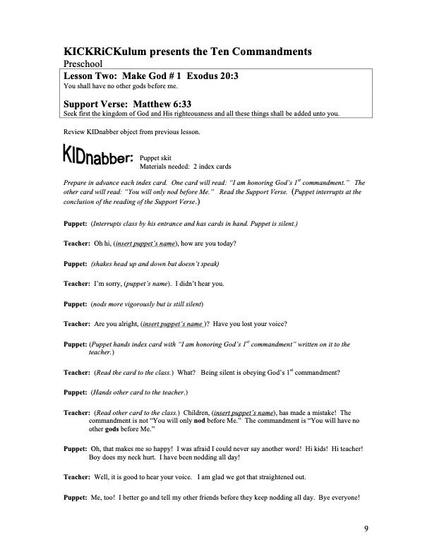 10 Commandments Curriculum (Preschool – 12 Weeks)_1