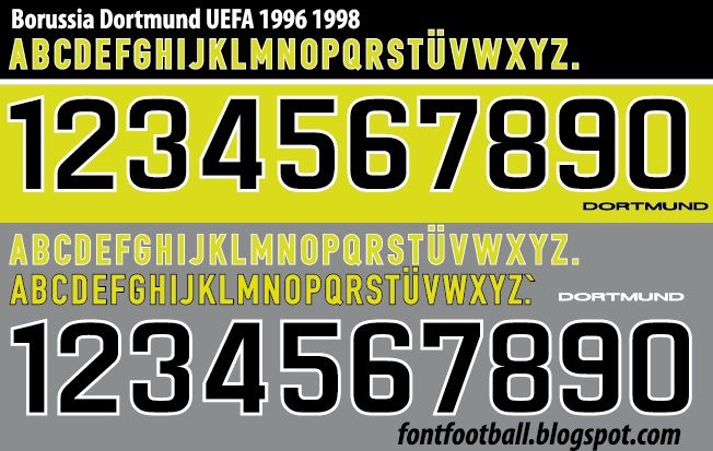 Font Vector Dortmund UEFA 1996 1998 kit_0