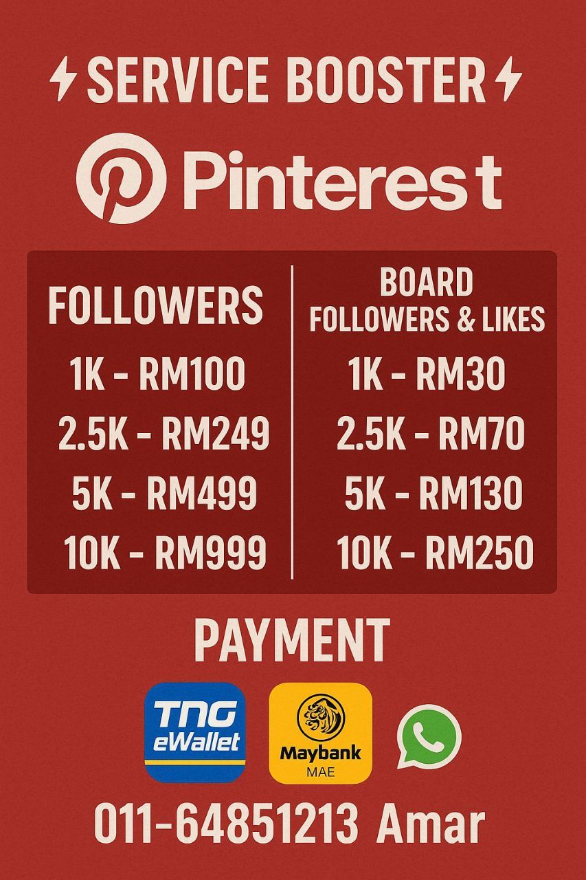 ⚡SERVICE BOOSTER⚡PINTEREST FOLLOWERS, BOARD FOLLOWERS & LIKES_0