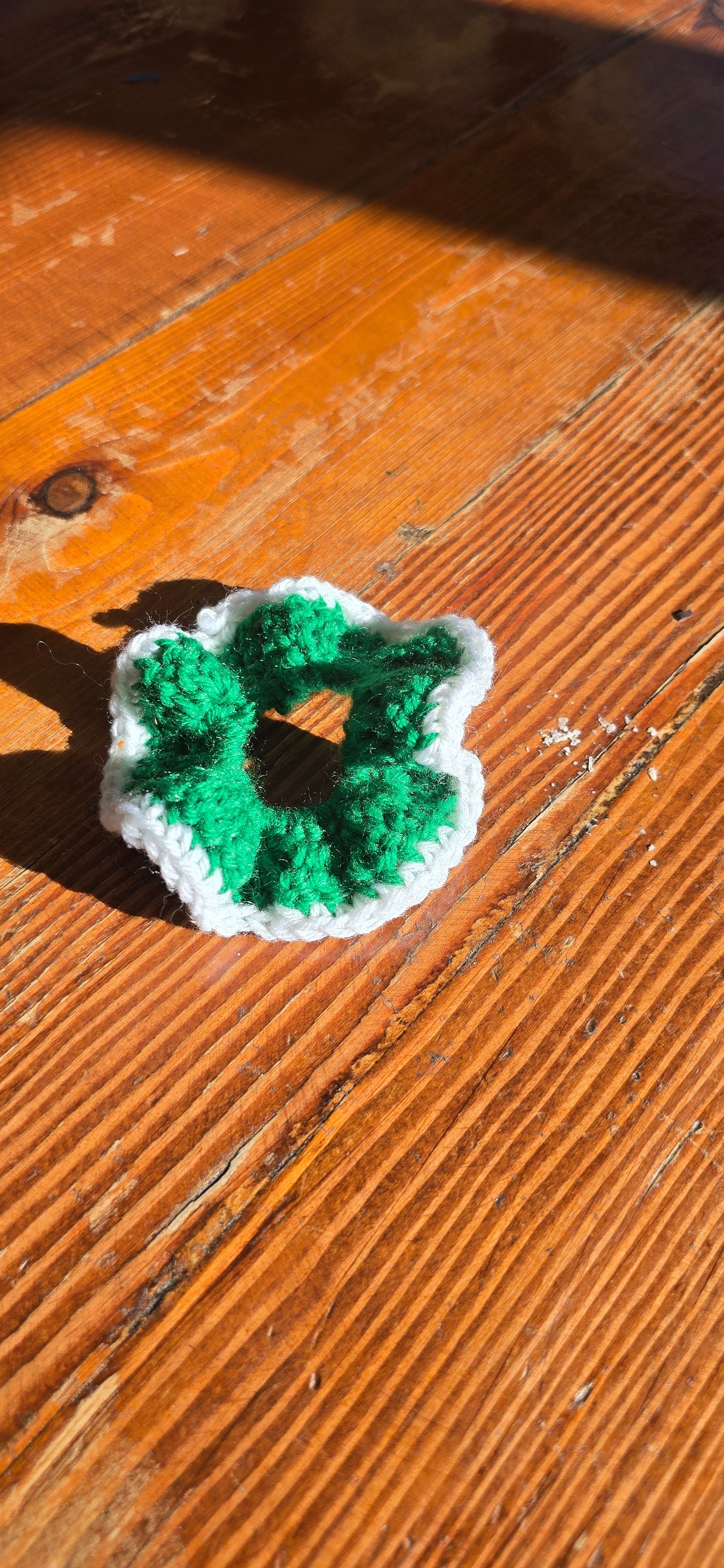 Green and white Scrunchie _0