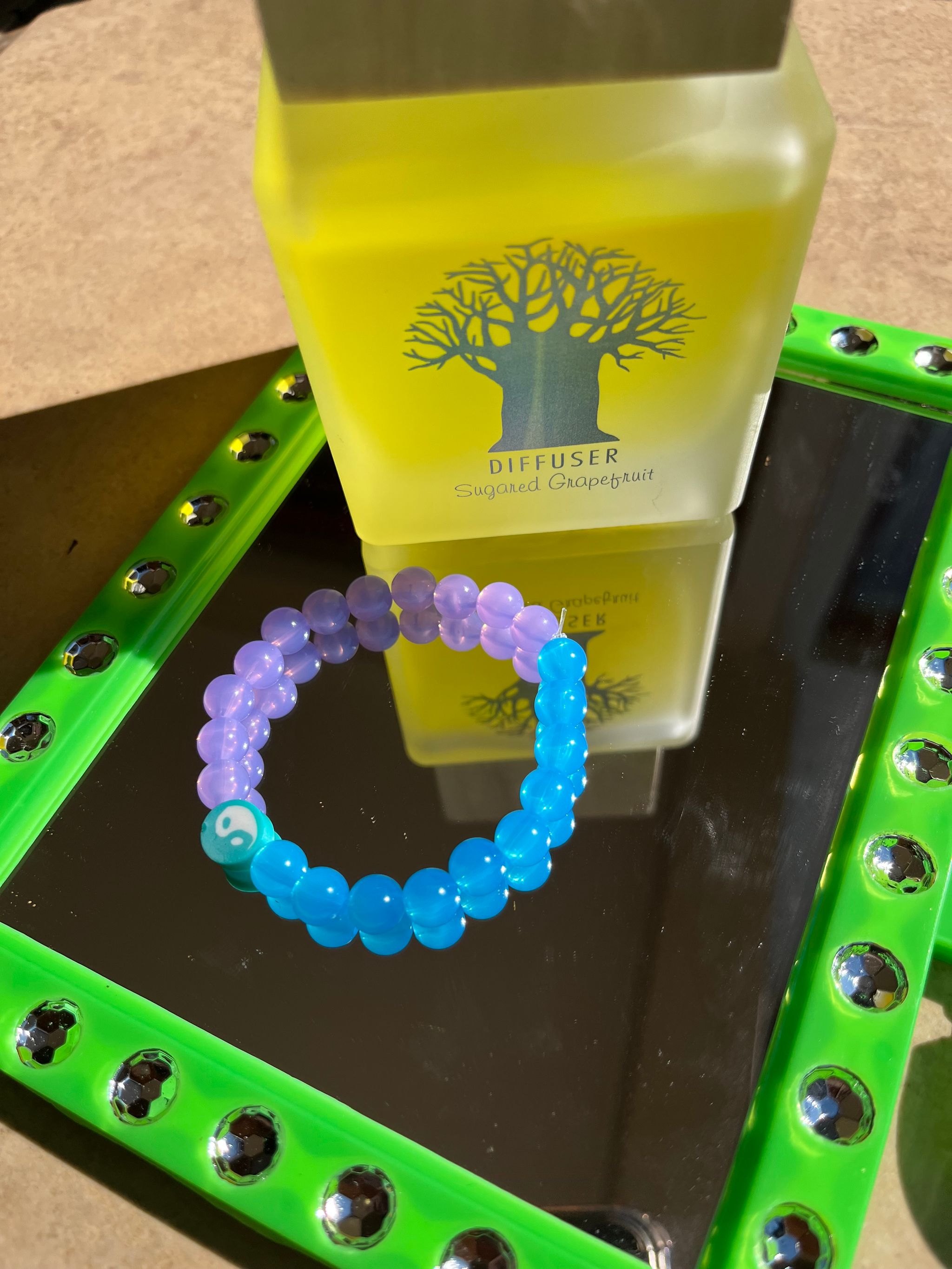 Half blue half purple Yin and Yang bracelet _3