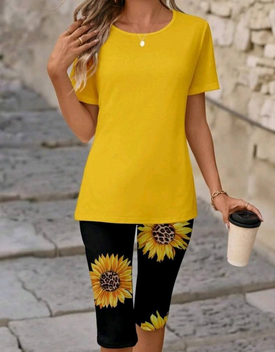 Ladies T-Shirt And Leggings 2 Piece Sets_1