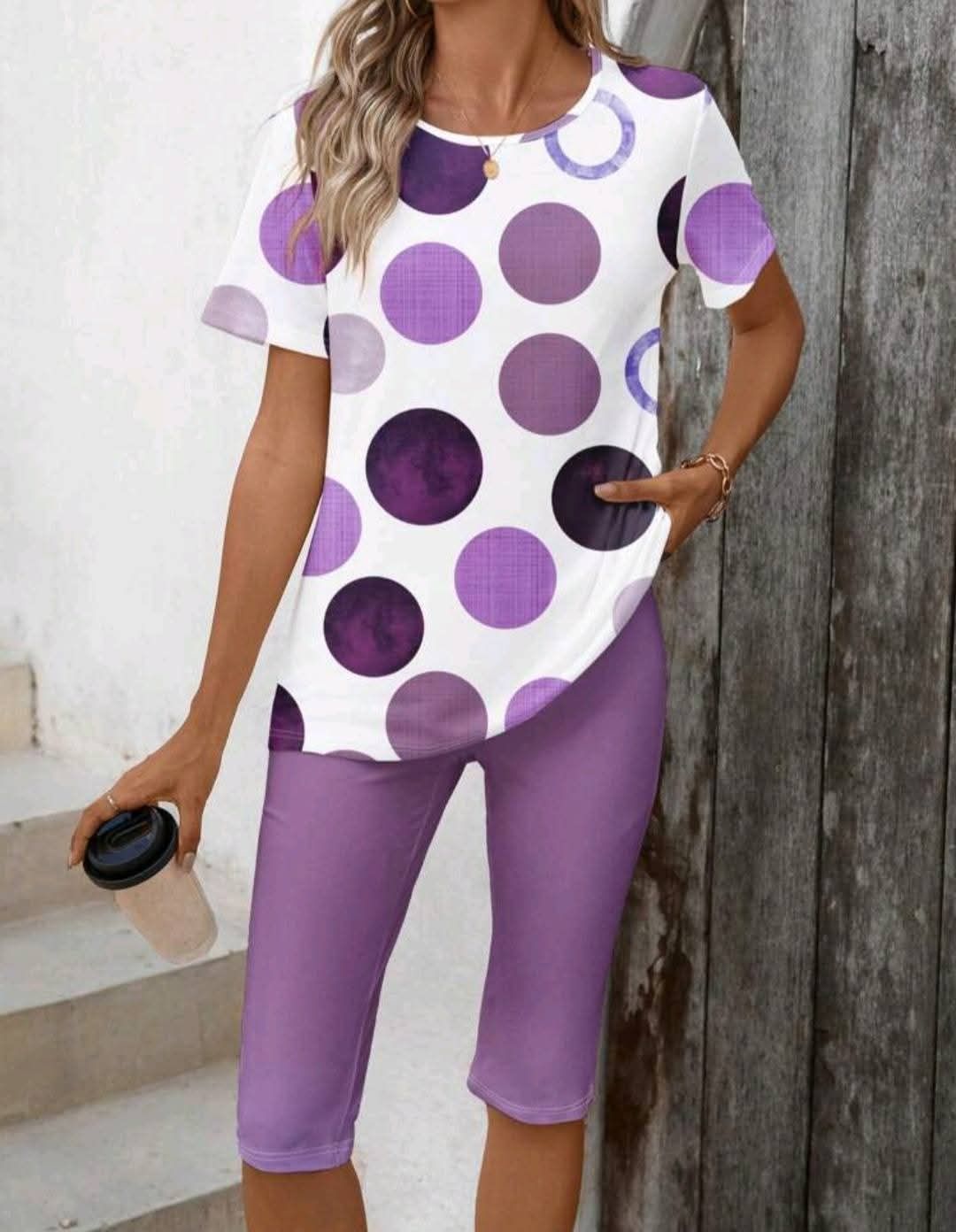 Ladies T-Shirt And Leggings 2 Piece Sets_2