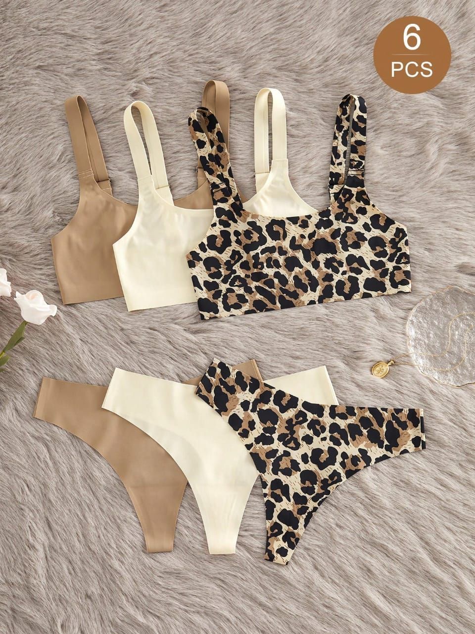 Women's Unlined Wireless Bra And Low-Waist Thong Panty Set_2