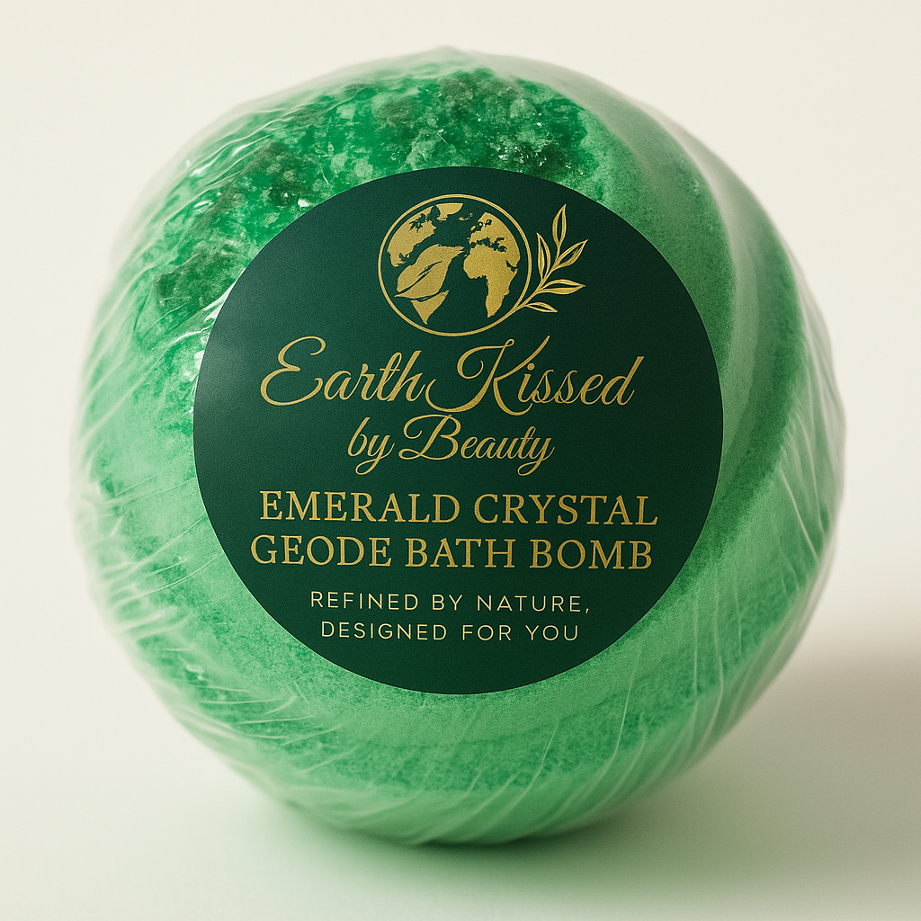 Earth Kissed By Beauty Emerald Crystal Geode Bath Bomb BA _0