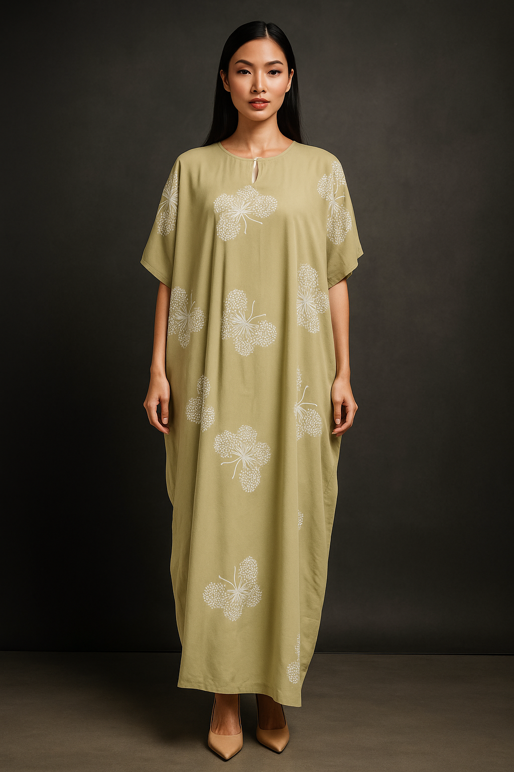 KAFTAN BUTTERFLY SHORT SLEEVE  : MOSS GREEN_0