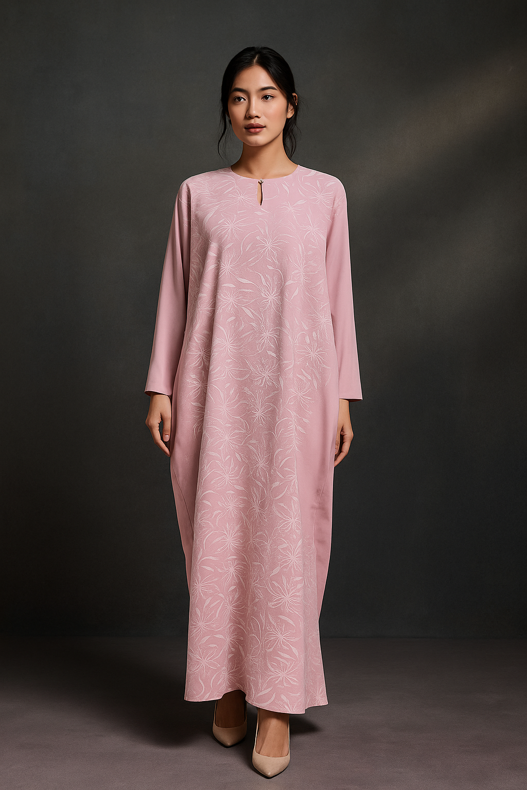 KAFTAN BATIK KLASIK LONG SLEEVE  : BELACAN PINK_0
