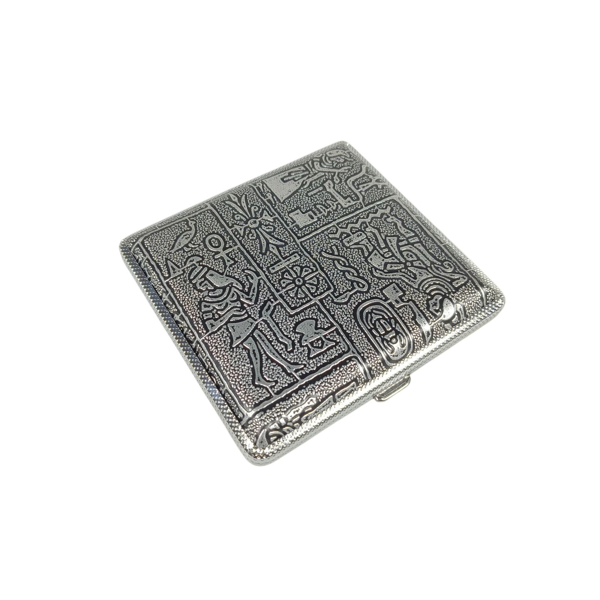 Ophone Kotak Rokok Elegan Silver Bermotif_2