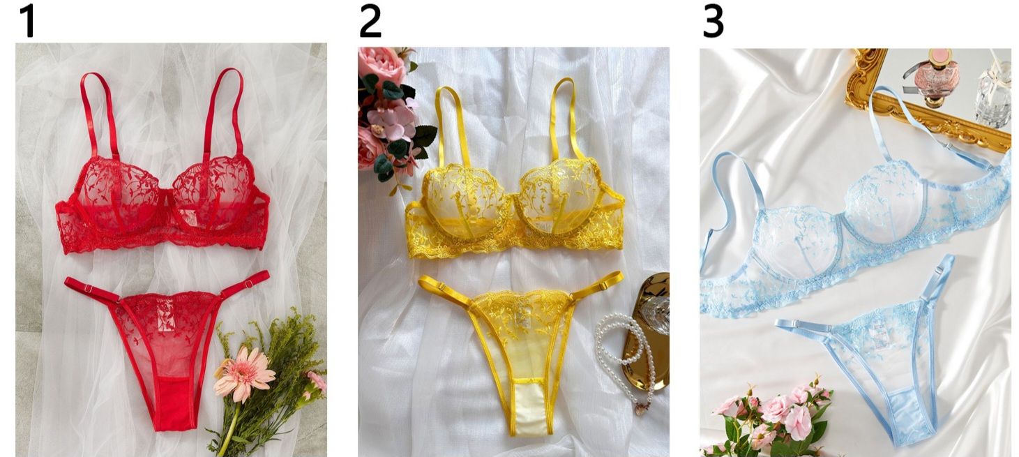 L - Mesh Fabric Design Underwear Set_0